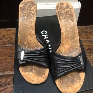Chanel black sandals size 37